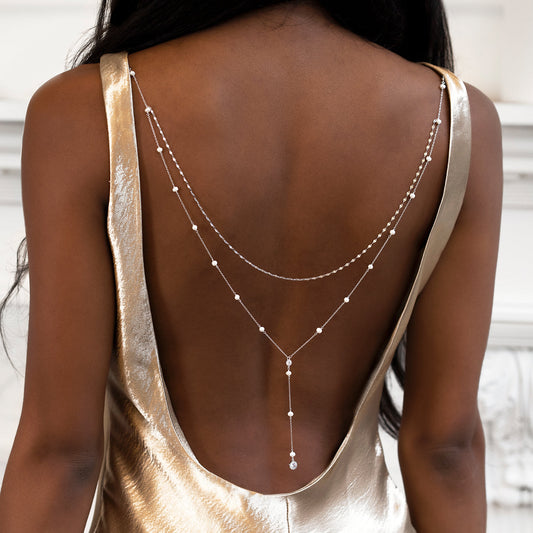 Pearl Y Lariat s925 Sterling Silver Back Necklace | Mix Mix Style [Hot Seller]