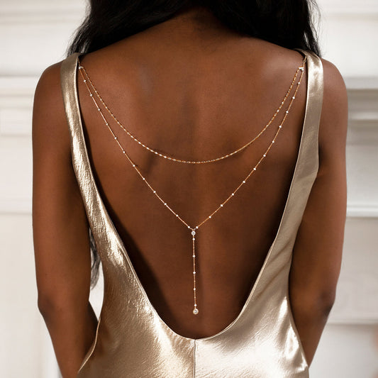 Dainty Akoya Pearl Y Lariat  Back Necklace | Mix Mix Style [Hot Seller]