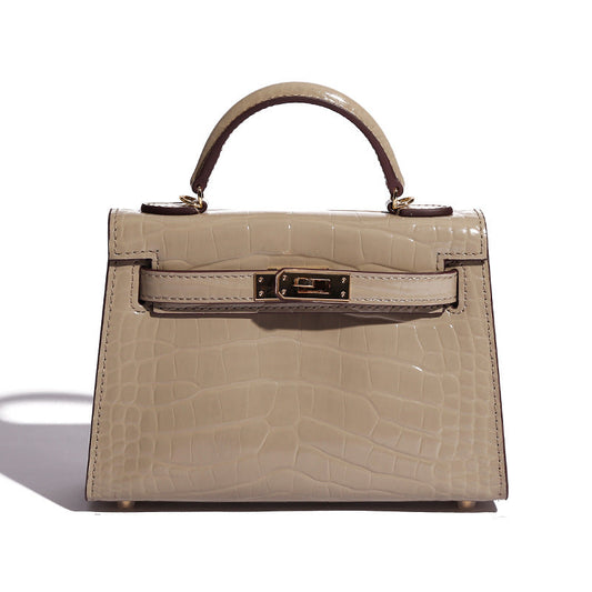High-quality crocodile pattern Kelly bag second generation mini handbag  messenger Handbags | Mix Mix Style [Hot Seller]
