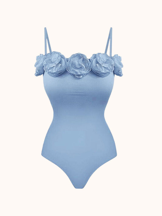 Light Blue Flower One Piece Swimsuit | Mix Mix Style