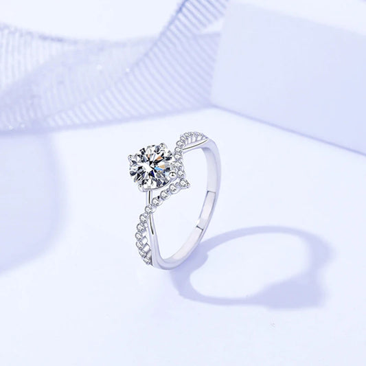 18k White Gold Plated Diamond 1.0CT Round Moissanite Ring | Mix Mix Style [Hot Seller]