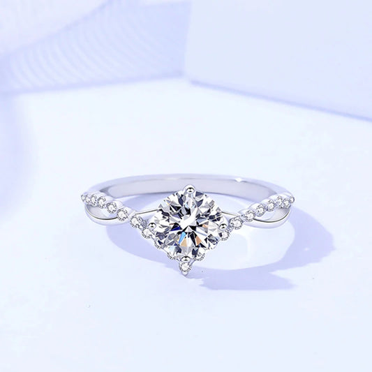18k White Gold Plated Diamond 1.0CT Round Moissanite Ring | Mix Mix Style [Hot Seller]