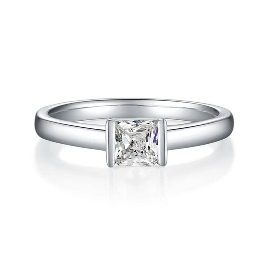 Diamond 0.5CT Moissanite Asscher Cut 18k White Gold Plated Ring | Mix Mix Style [Hot Seller]
