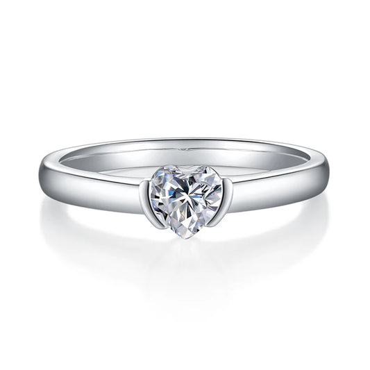 Diamond 0.5CT Moissanite Heart Cut 18k White Gold Plated Ring | Mix Mix Style [Hot Seller]