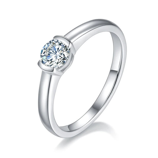 Diamond 0.5CT Moissanite Round Cut 18k White Gold Plated Ring | Mix Mix Style [Hot Seller]