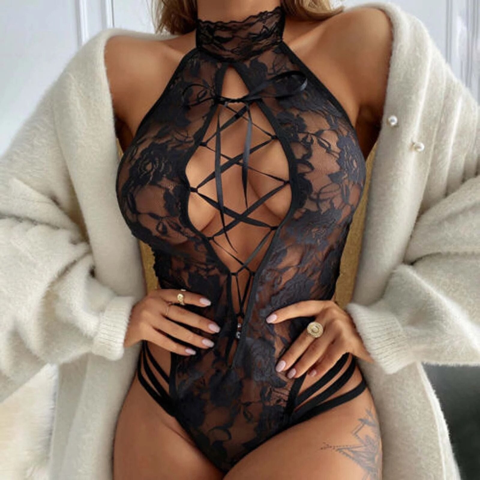 Sexy Lingerie Underwear Costume Choker Lace Exotic Babydoll