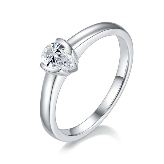 Solitaire Diamond 0.5CT Pear Moissanite 18k White Gold Plated Ring | Mix Mix Style [Hot Seller]