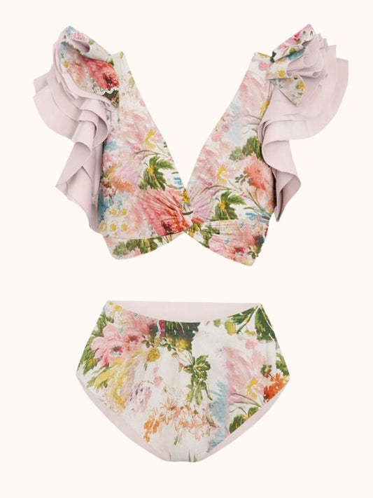 Floral Printed Bikini Three Piece Set | Mix Mix Style