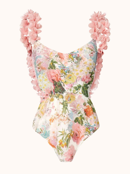 Pink Floral Printed Swimwear Two Piece Set | Mix Mix Style