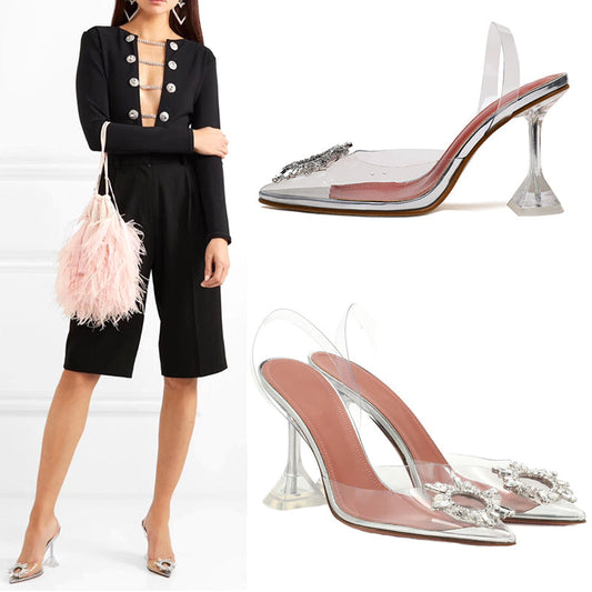 Elegant Crystal High Heel Sandals | Women's Pointed Stilettos | Mix Mix Style [Hot Seller]