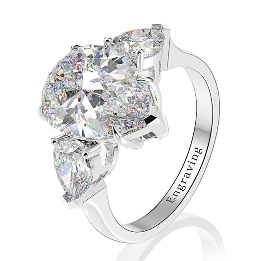 18k White Gold Plated, Moissanite  Pear Engagement Ring | Mix Mix Style [Hot Seller]
