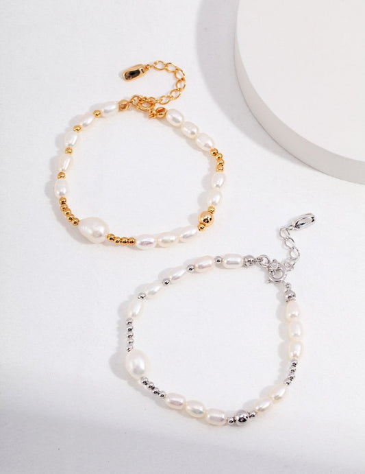 Classic and Simple Akoya Pearls and Sterling Silver Bracelet | Mix Mix Style [Hot Seller]