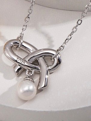 Sterling Silver and Akoya Pearl Heart Bow Necklace | Mix Mix Style [Hot Seller]