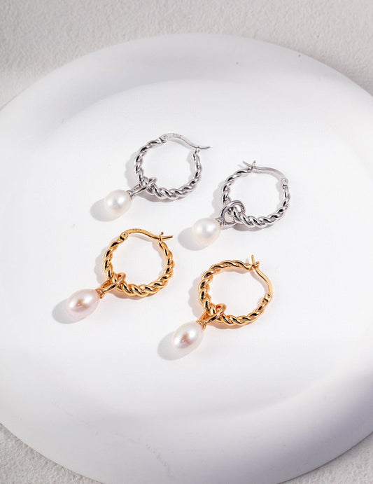 Akoya Pearl Pendant 925 Sterling Silver hoop Earrings | Mix Mix Style [Hot Seller]