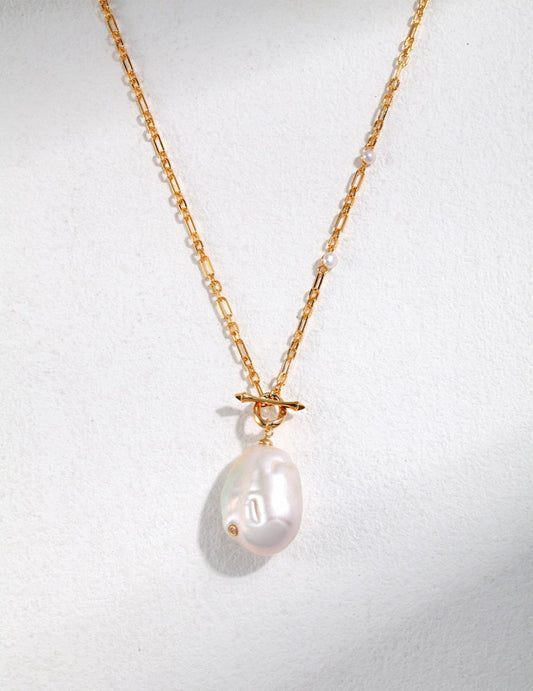 Irregular Mabe Pearl Pendant with Sterling Silver Chain Necklace | Mix Mix Style [Hot Seller]
