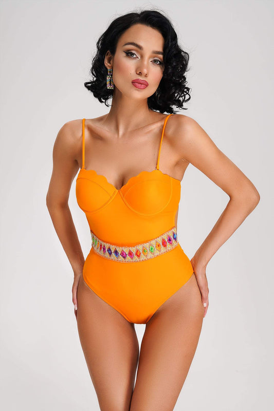 Orange One Piece Swimsuit | Mix Mix Style