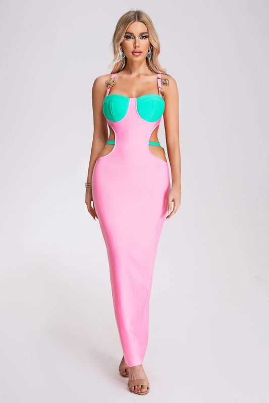 Pink Cutout Bandage Maxi Dress | Mix Mix Style