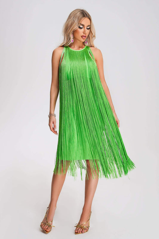 Tassel Bandage Midi Dress - Green | Mix Mix Style