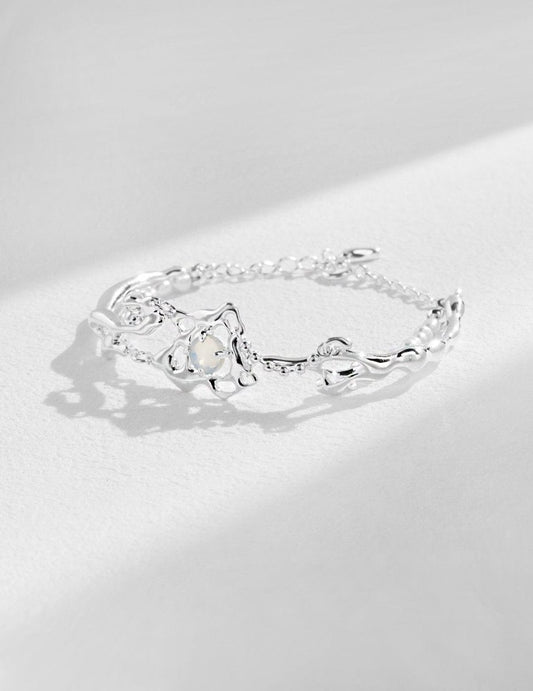 Love Heart with Opal and Pearl Chain Bracelet 18k White Gold Plated | Mix Mix Style [Hot Seller]