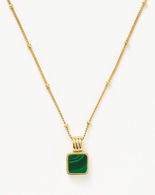 18ct Gold Plated Chain Green Natural Gem Pendant Necklace | Mix Mix Style [Hot Seller]
