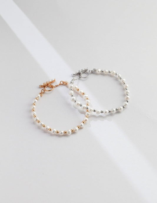 Akoya Pearl and Sterling Silver Bead Bracelet | Mix Mix Style