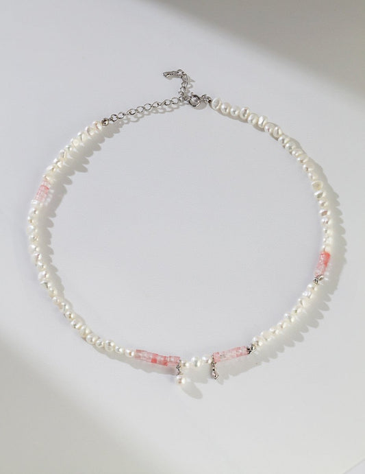 Akoya Pearl and Pink Gemstone Necklace | Mix Mix Style [Hot Seller]
