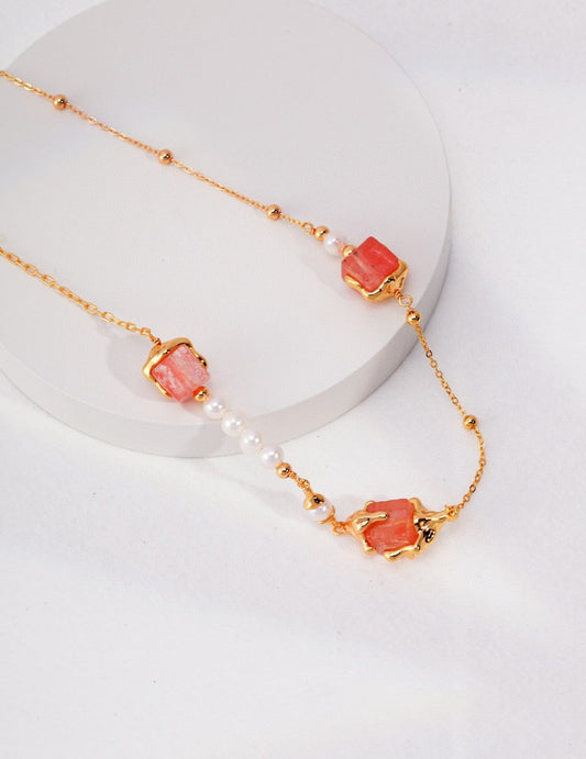 s925 Sterling Silver and Pink Crystal Necklace | Mix Mix Style