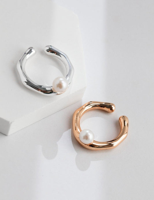 Irregular Simple Akoya Pearl Open Adjustable Ring | Mix Mix Style