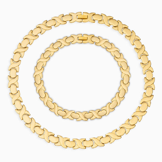Vintage Hearts Chain Bracelet & Necklace Jewelry Set | Mix Mix Style
